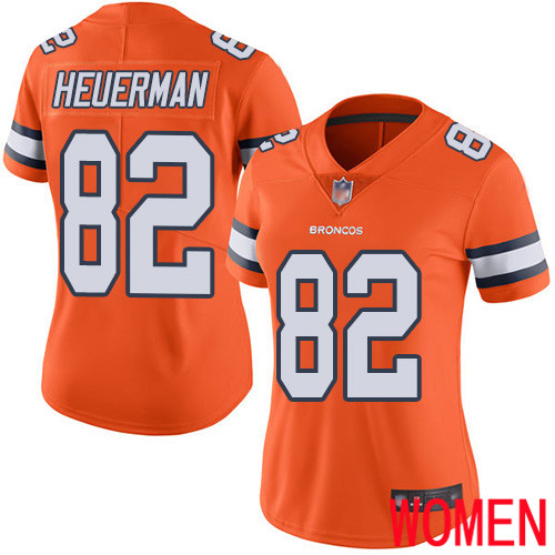 Women Denver Broncos #82 Jeff Heuerman Limited Orange Rush Vapor Untouchable Football NFL Jersey->denver broncos->NFL Jersey